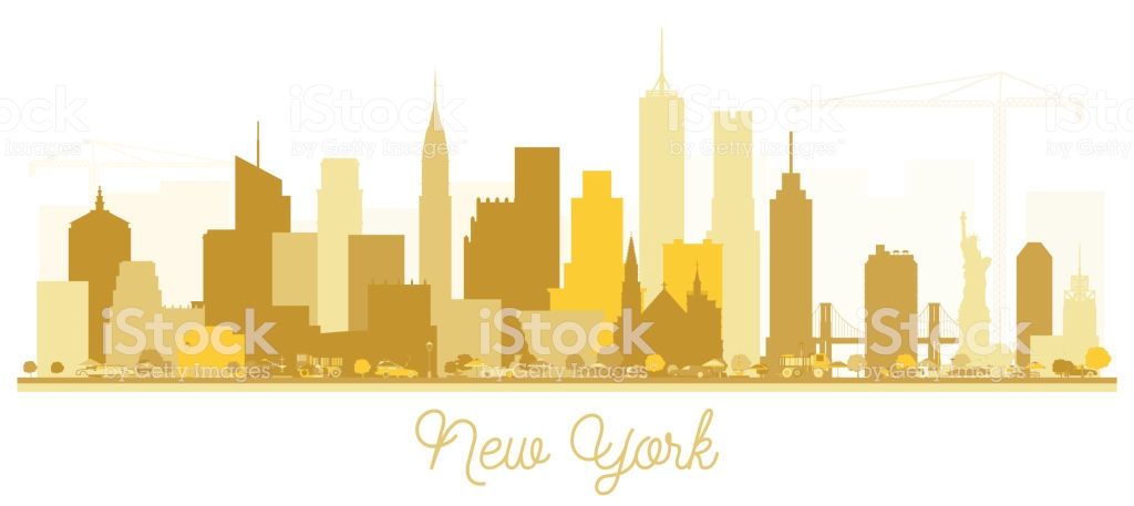 1024x457 New York Usa City Skyline Golden Silhouette Vector Illustration