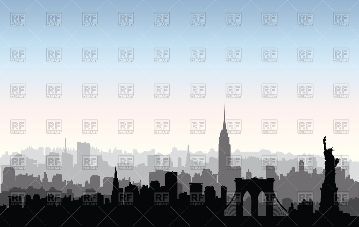 1200x759 New York Silhouette With Liberty Monument Vector Image