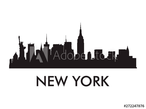 500x375 New York Skyline Silhouette Vector Of Famous Places