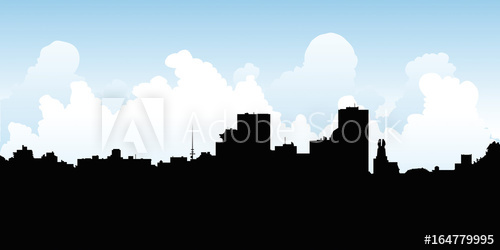500x250 Skyline Silhouette Vector Illustration Of The Downtown Of The City