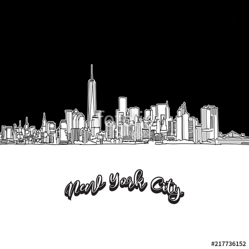 500x500 New York City Skyline, Outline Stock Image And Royalty Free