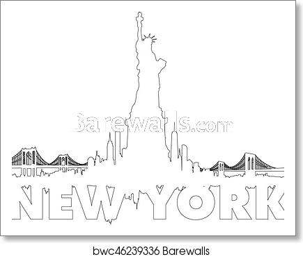 435x370 New York City Skyline Outline Vector, Art Print Barewalls