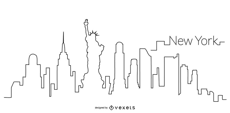 900x443 New York Skyline Outline