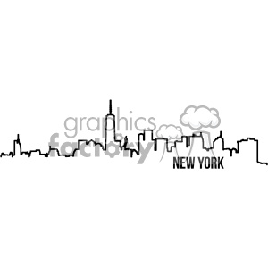 300x300 New York City Skyline Vector Art Outline Clipart Royalty Free Gif