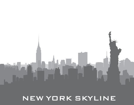 450x354 New York, Usa Skyline Background City Silhouette With Liberty