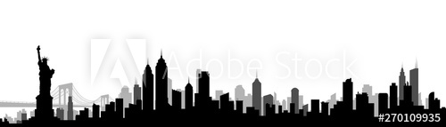 500x143 New York City Skyline Silhouette Vector Illustration