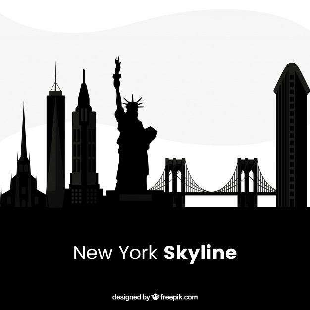 626x626 Black New York Skyline Vector Free Download