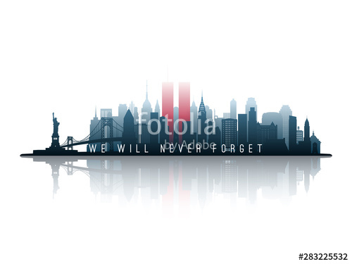 500x375 New York Skyline Silhouette With Twin Towers American