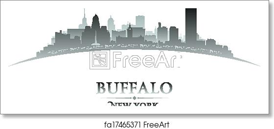 560x264 Free Art Print Of Buffalo New York City Skyline Silhouette White