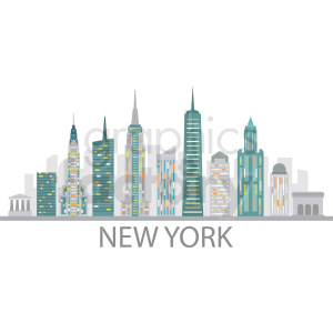 300x300 New York City Skyline Vector Design With Label Clipart Royalty