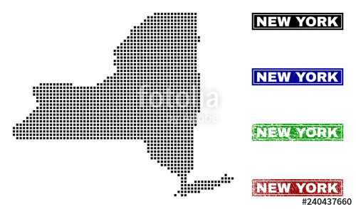 500x294 Dot Vector Abstract New York State Map And Isolated Clean Black