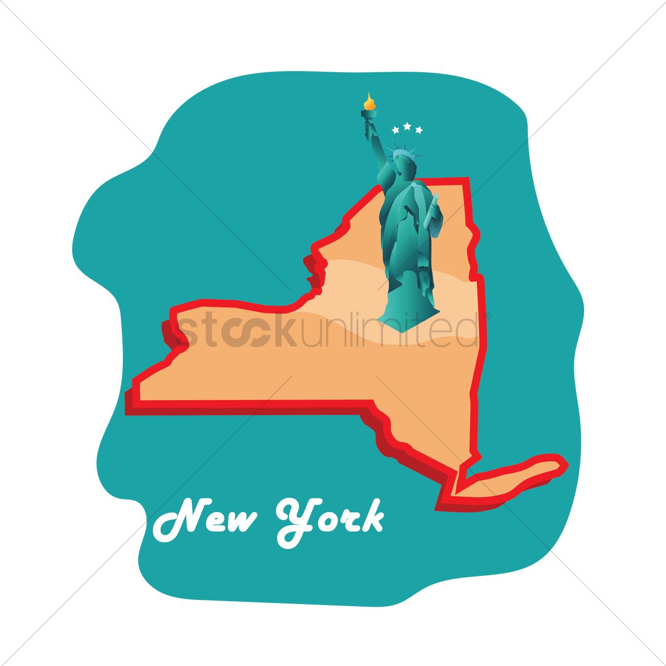 1300x1300 New York State Map With Statue Of Liberty Vector Image