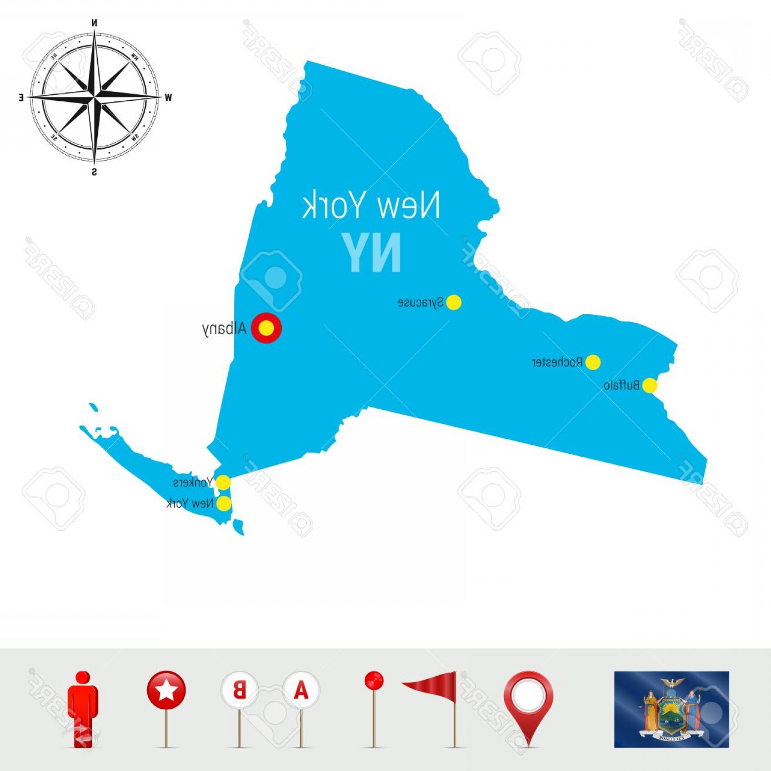 1560x1560 Photostock Vector New York Vector Map Isolated On White Background