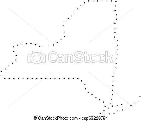 450x388 Dotted Stroke New York State Map Vector Stroke Dot New York State