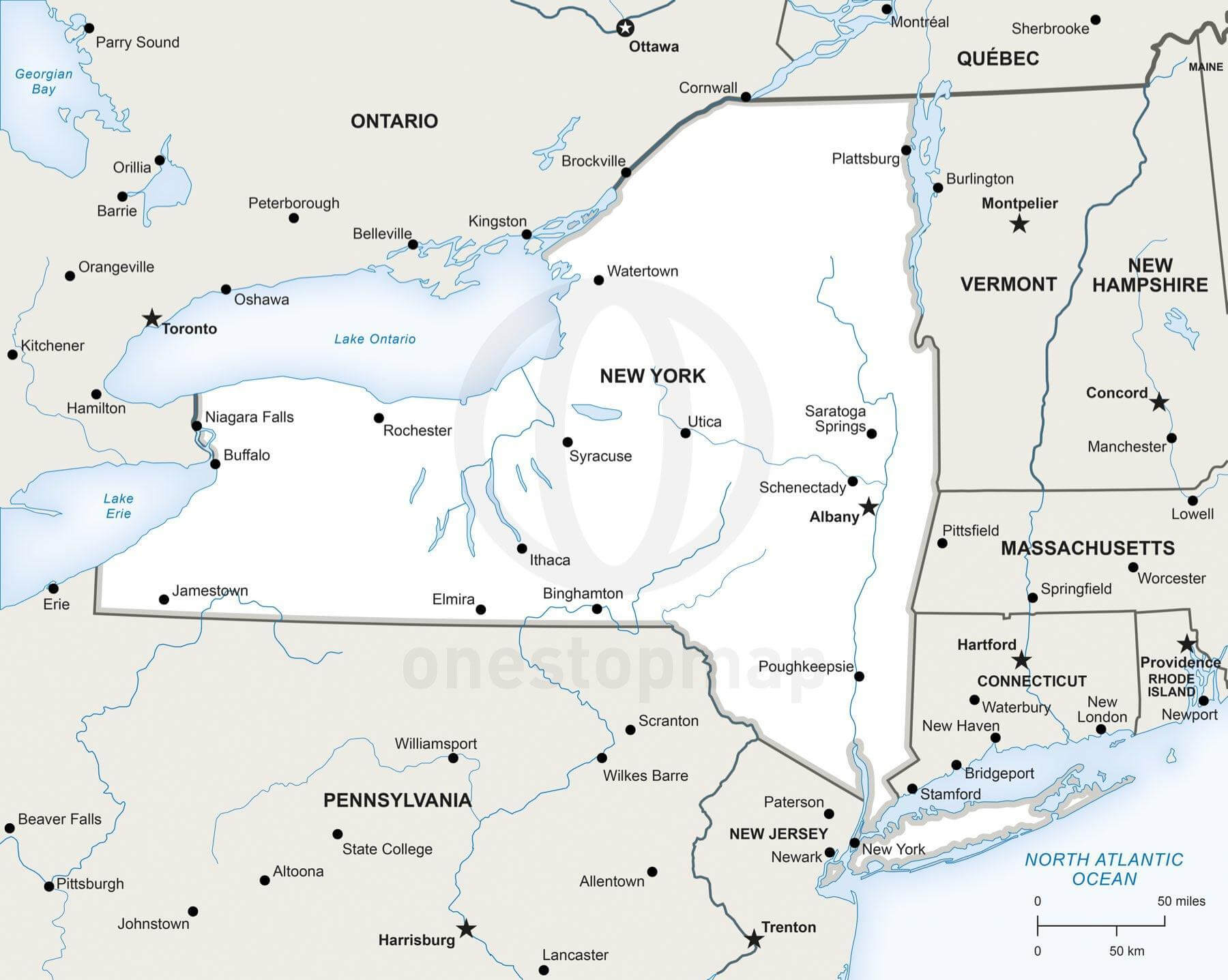 1800x1437 Vector Map Of New York Political One Stop Map