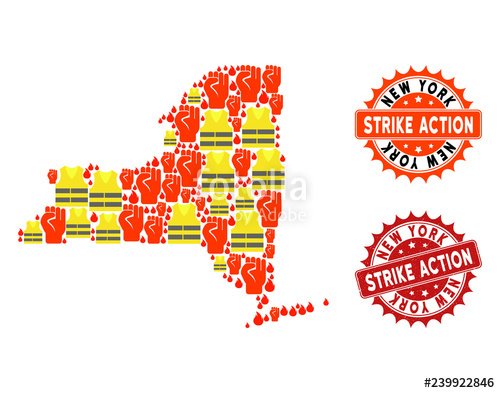 Strike Action Collage Of Revolting Map Of New York State, Grunge 500x393 Strike Action Collage Of Revolting Map Of New York State, Grunge