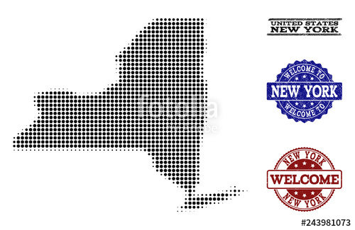 Welcome Combination Of Halftone Map Of New York State And Rubber 500x325 Welcome Combination Of Halftone Map Of New York State And Rubber