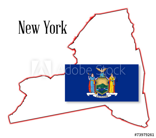 500x442 New York State Map And Flag