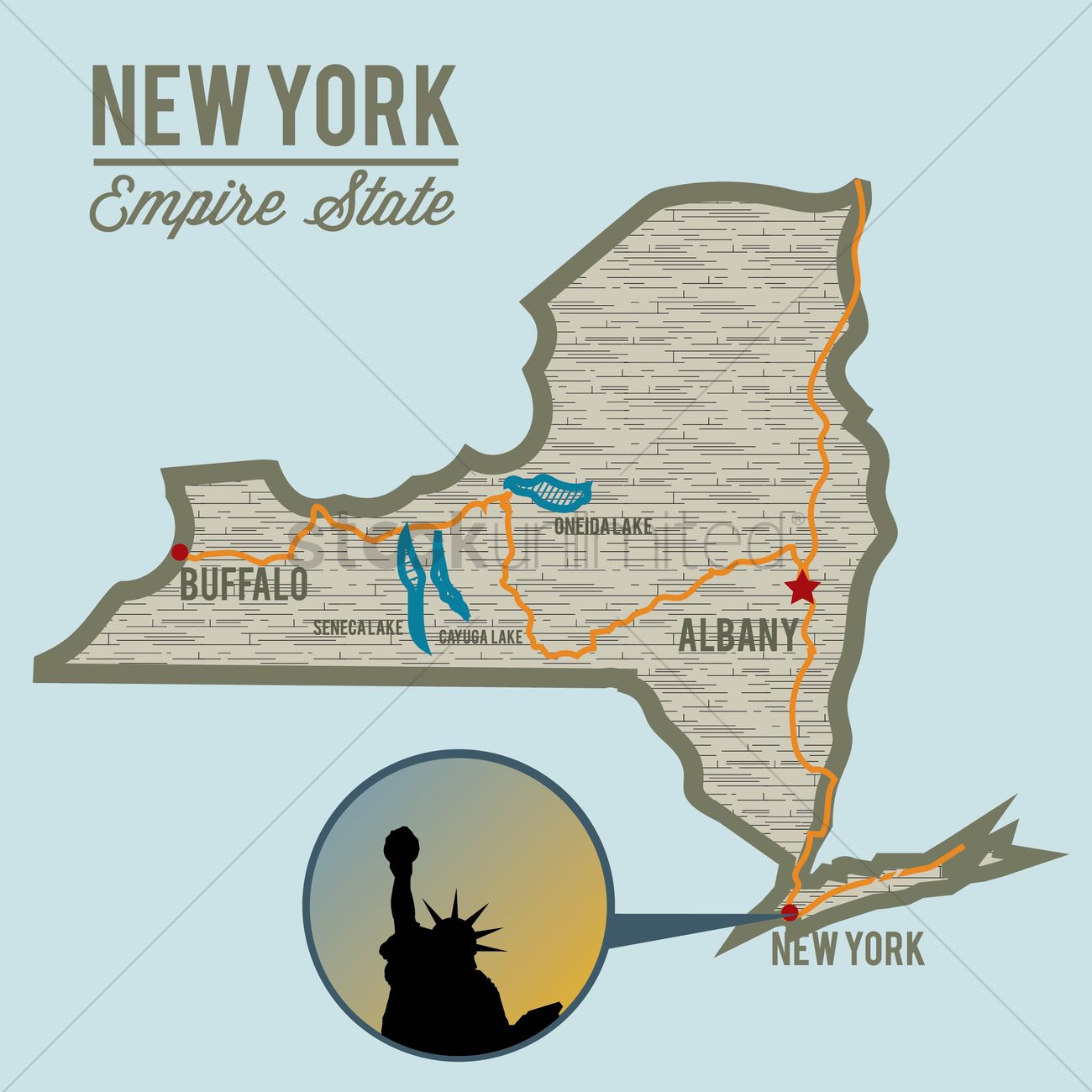 1300x1300 New York State Map Vector Image