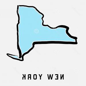 300x300 Photostock Vector State Map Outline Of New York With Flag Insert
