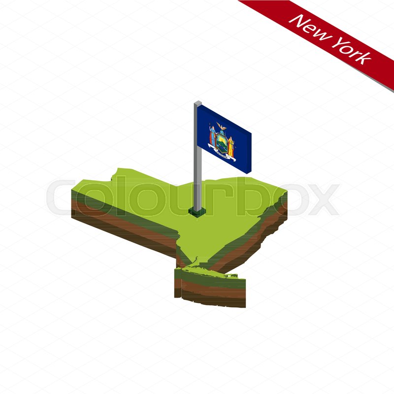 800x800 Isometric Map And Flag Of New York Stock Vector Colourbox