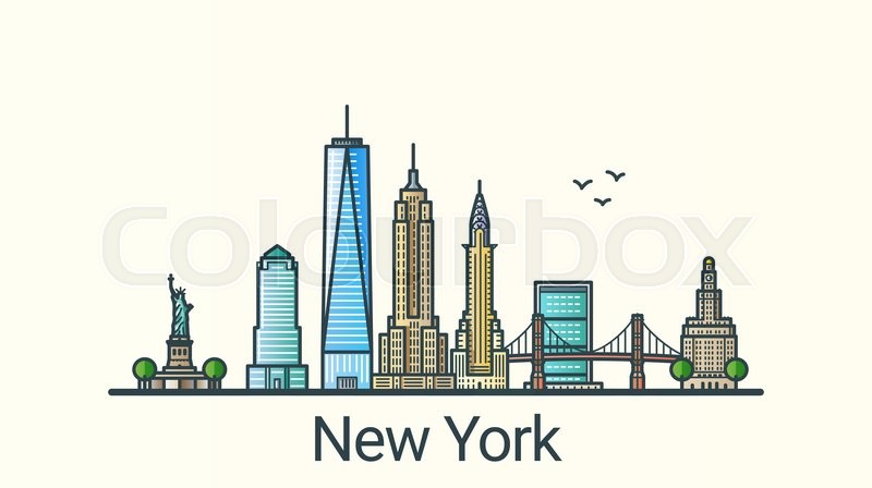 Banner Of New York City In Flat Line Stock Vector Colourbox 800x448 Banner Of New York City In Flat Line Stock Vector Colourbox