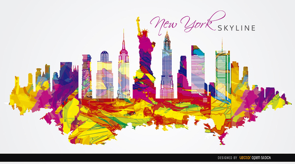 New York City Colorful Background Free Vector 600x335 New York City Colorful Background Free Vector