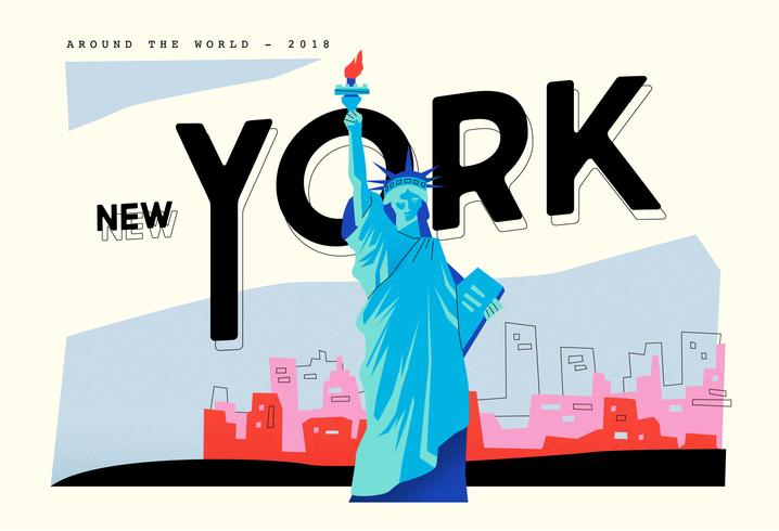 Postcard Liberty Landmark In New York Vector Flat Illustration 718x490 Postcard Liberty Landmark In New York Vector Flat Illustration