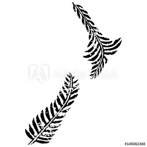 500x500 New Zealand Map In Black Fern