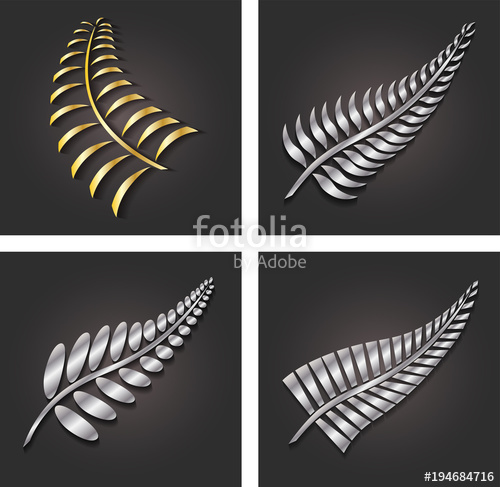 500x487 New Zealand Silver Fern Leaf And Gold Logo Design Stock Image