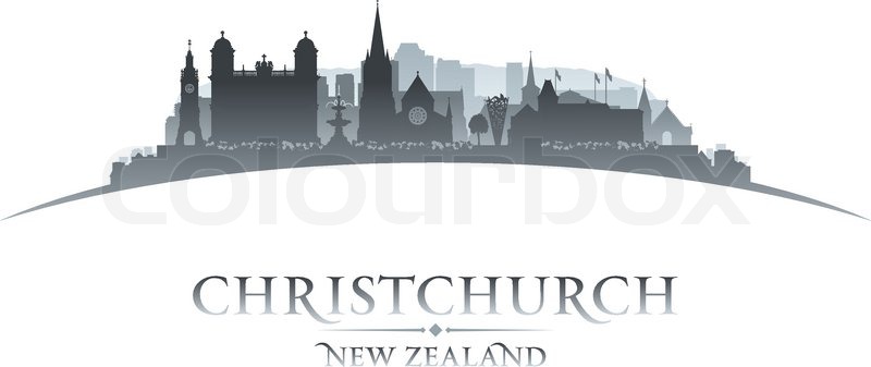 800x337 Christchurch New Zealand City Skyline Stock Vector Colourbox