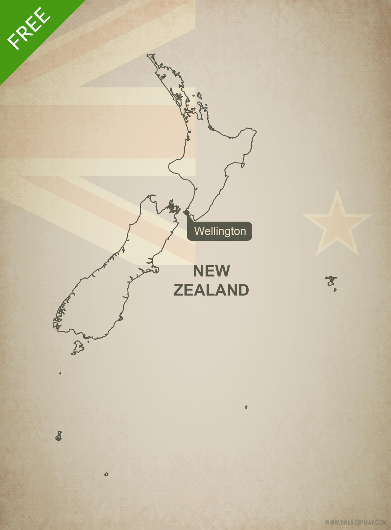 1511x2048 Free Vector Map Of New Zealand Outline One Stop Map