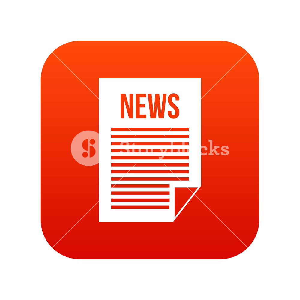 1000x1000 News Newspaper Icon Digital Red For Any Design Isolated On White