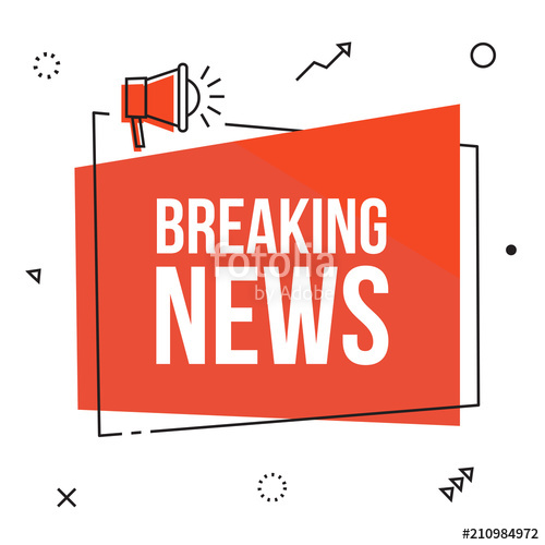 500x500 Breaking News, Vector Red Sign Illustration Isolated On White