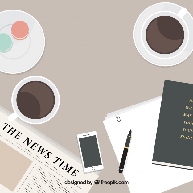 Flat Newspaper Background And Coffee Vector Free Download 626x626 Flat Newspaper Background And Coffee Vector Free Download