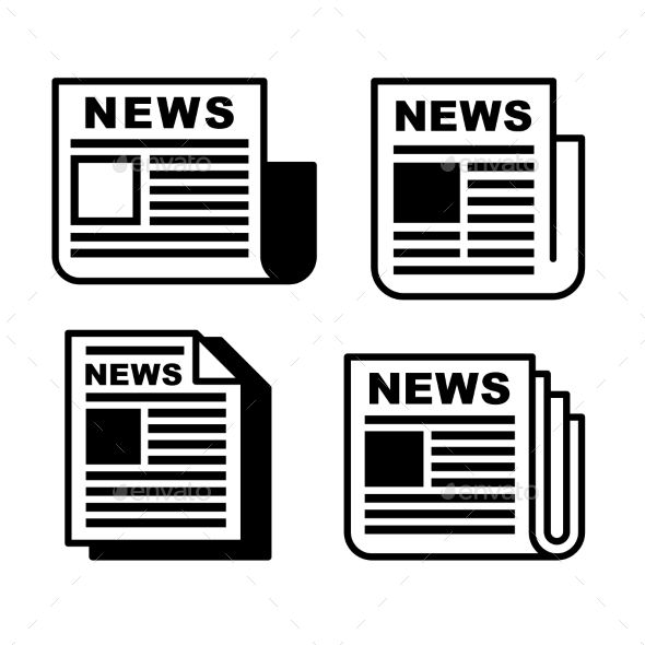 Newspaper Icons Set On White Vector Illustration Icon 590x590 Newspaper Icons Set On White Vector Illustration Icon