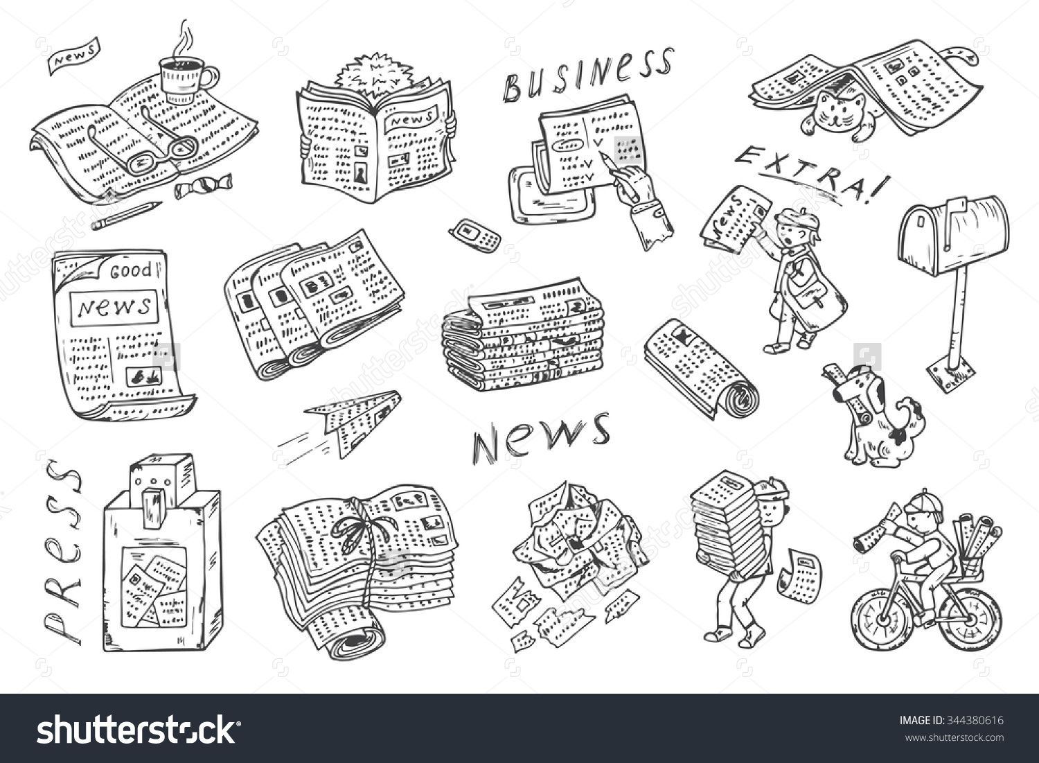 1500x1101 Newspaper Vector Icons Newspapers Set Stacks And Rolls