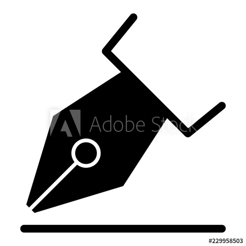 500x500 Fountain Pen Solid Icon Nib Vector Illustration Isolated On White