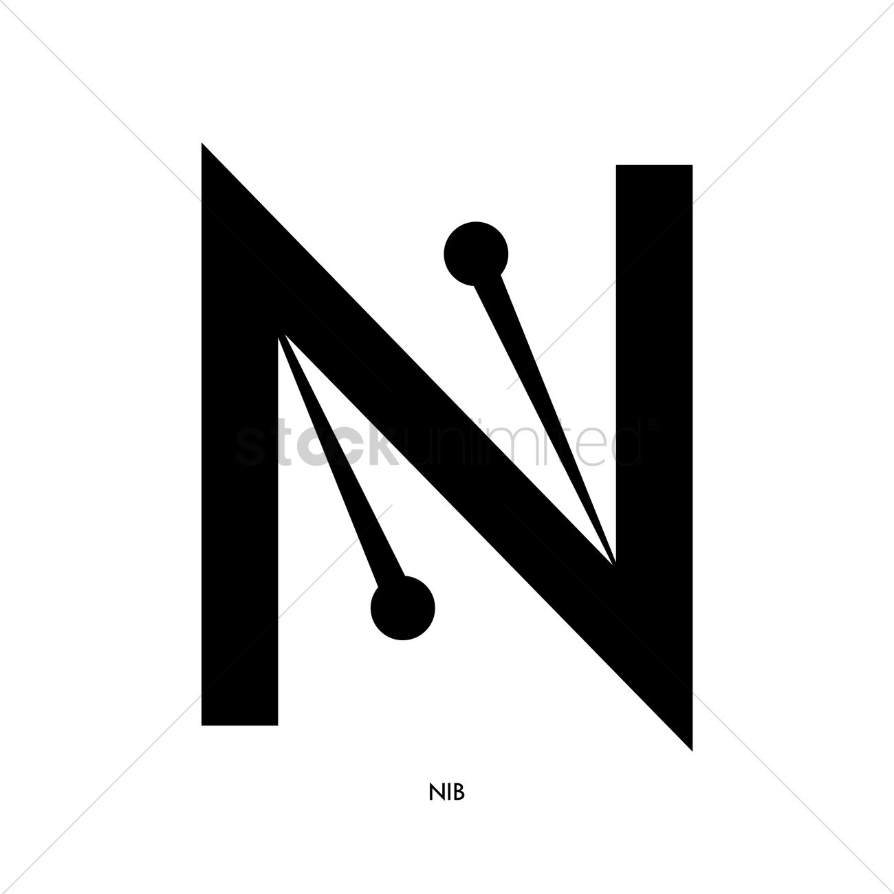 1300x1300 N For Nib Vector Image