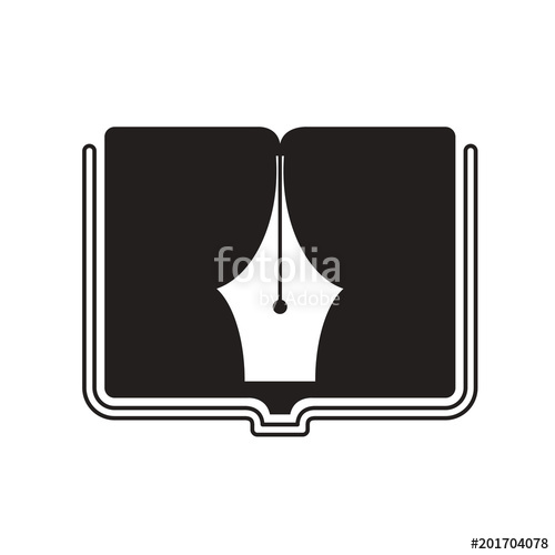 500x500 Open Book With Pen Nib Vector Illustration Stock Image