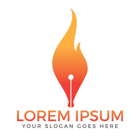 450x450 Fire And Pen Nib Vector Logo Design Educational Instituite