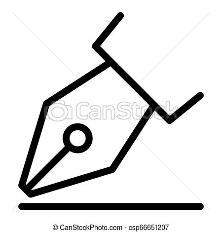 450x470 Fountain Pen Line Icon Nib Vector Illustration Isolated On White