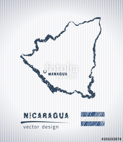 434x500 Nicaragua National Vector Drawing Map On White Background Stock