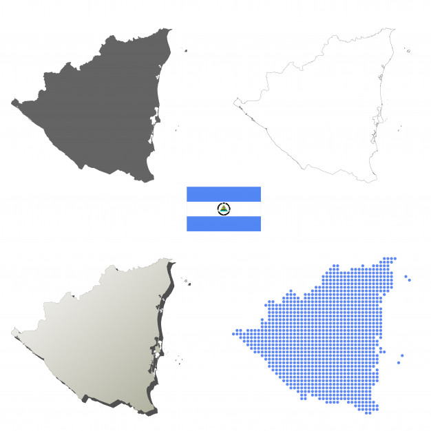 626x626 Nicaragua Vector Outline Map Set Vector Premium Download