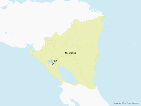 460x345 Vector Map Of Nicaragua With Departments Free Vector Maps