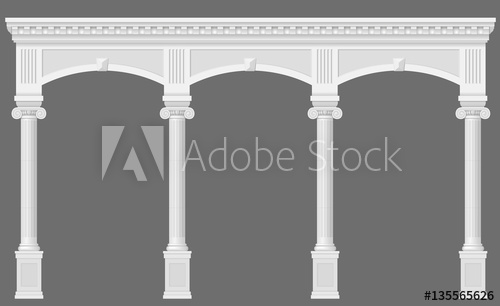 500x306 Antique White Arcade With Ionic Columns Three Arched Entrance