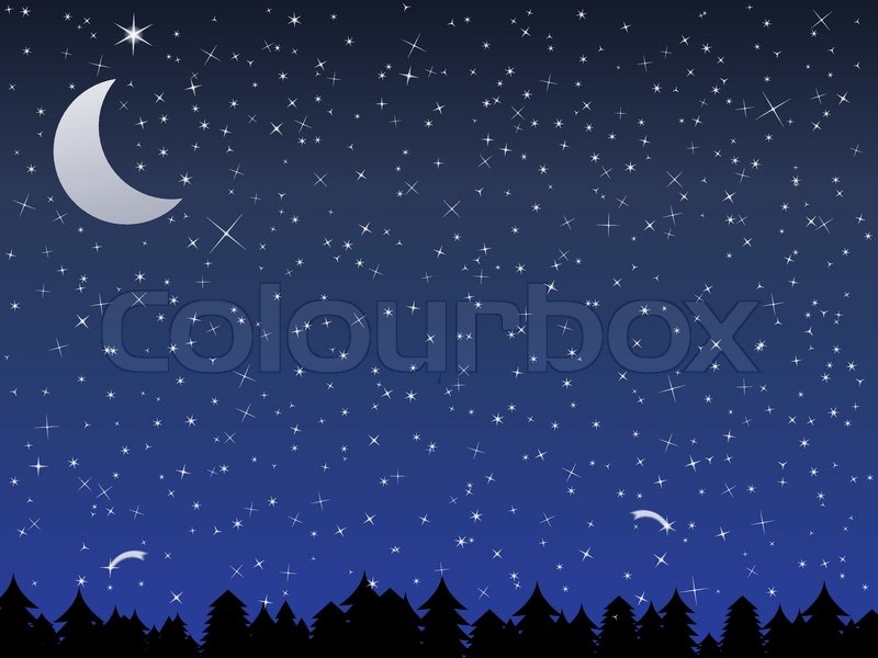 800x600 Silhouette Of A Forest And Night Sky Stock Vector Colourbox