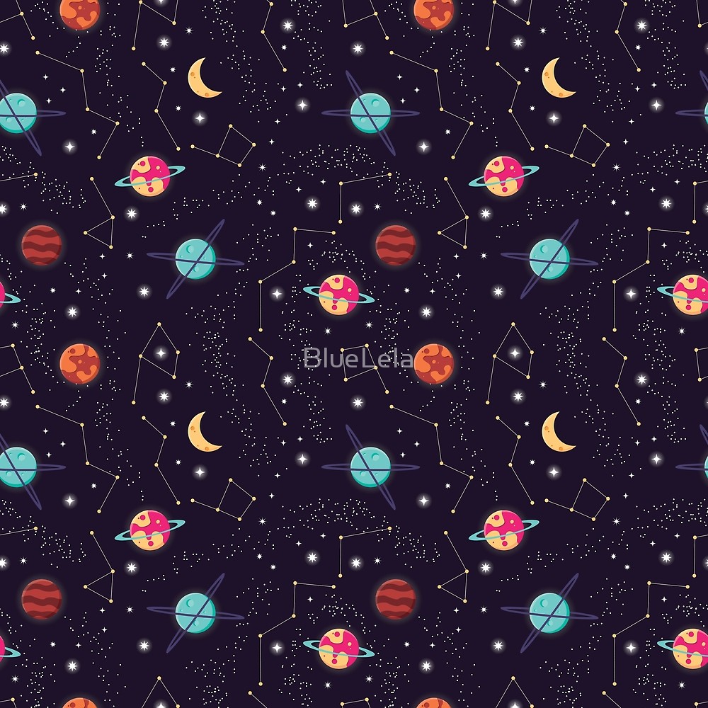 1000x1000 Universe With Planets And Stars Seamless Pattern, Cosmos Starry