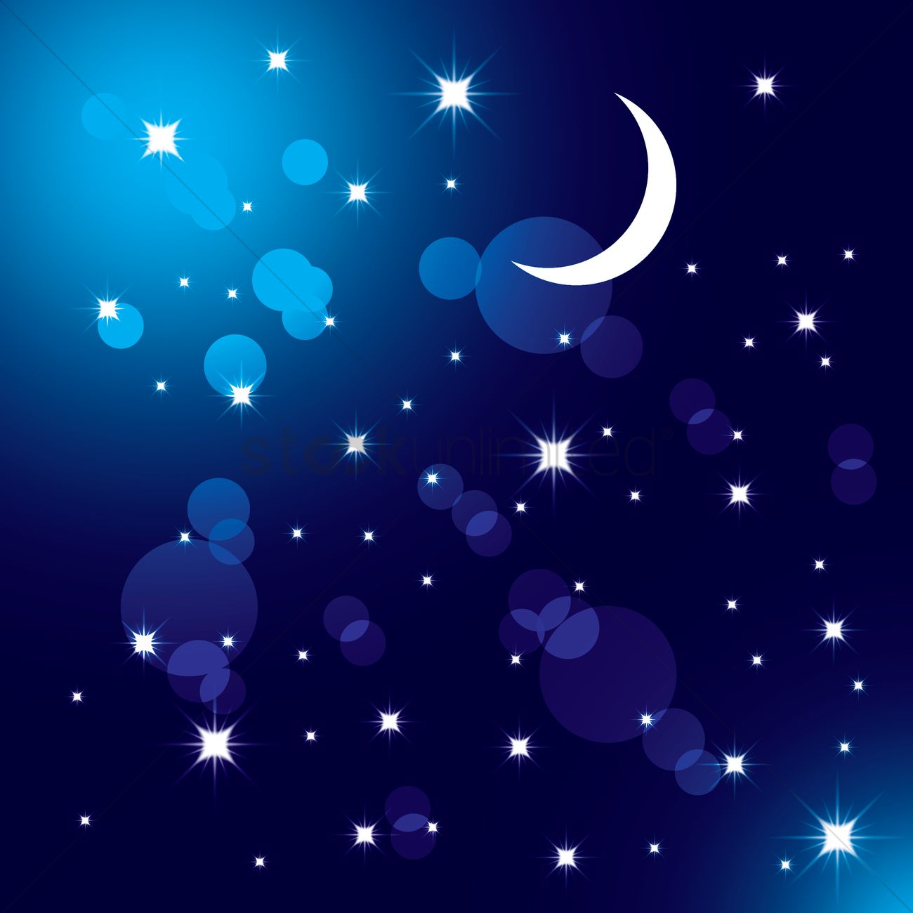 1300x1300 Moon And Stars In The Night Sky Vector Image
