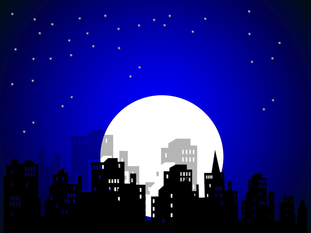 1024x769 City Night Vector Vector Art Graphics
